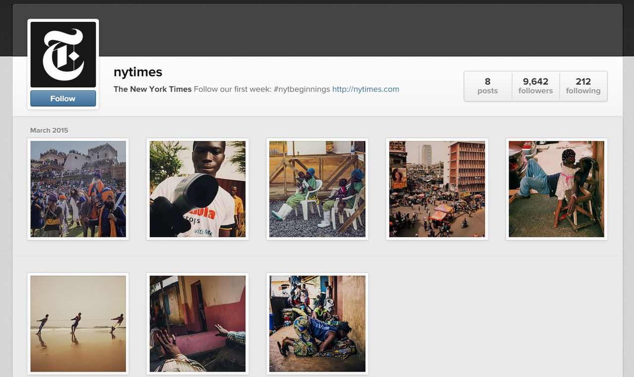 New York Times startar nytt Instagramkonto
