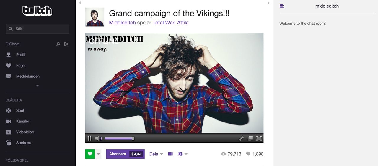 Thomas Middleditch strömmar på Twitch