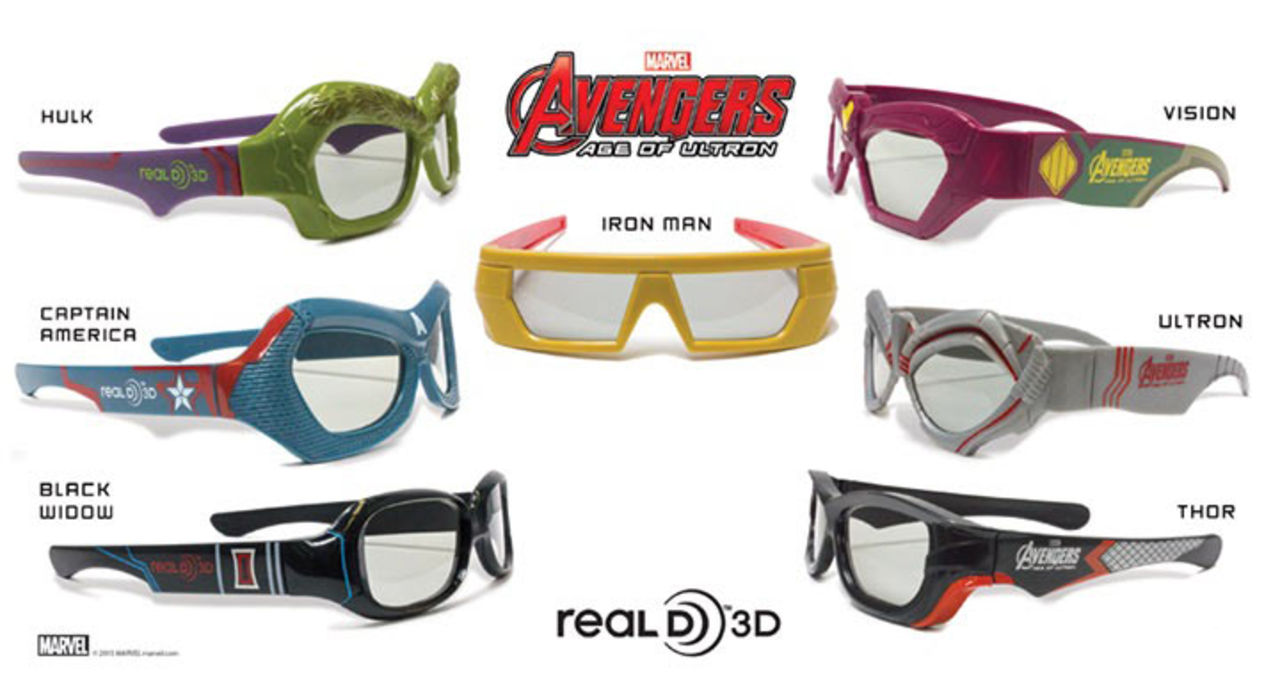 3D-glasögon med Avengers-tema