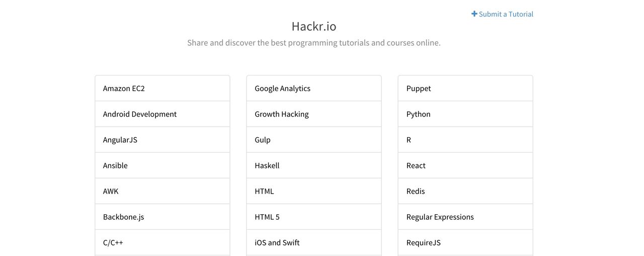 Hackr.io samlar onlinekurser