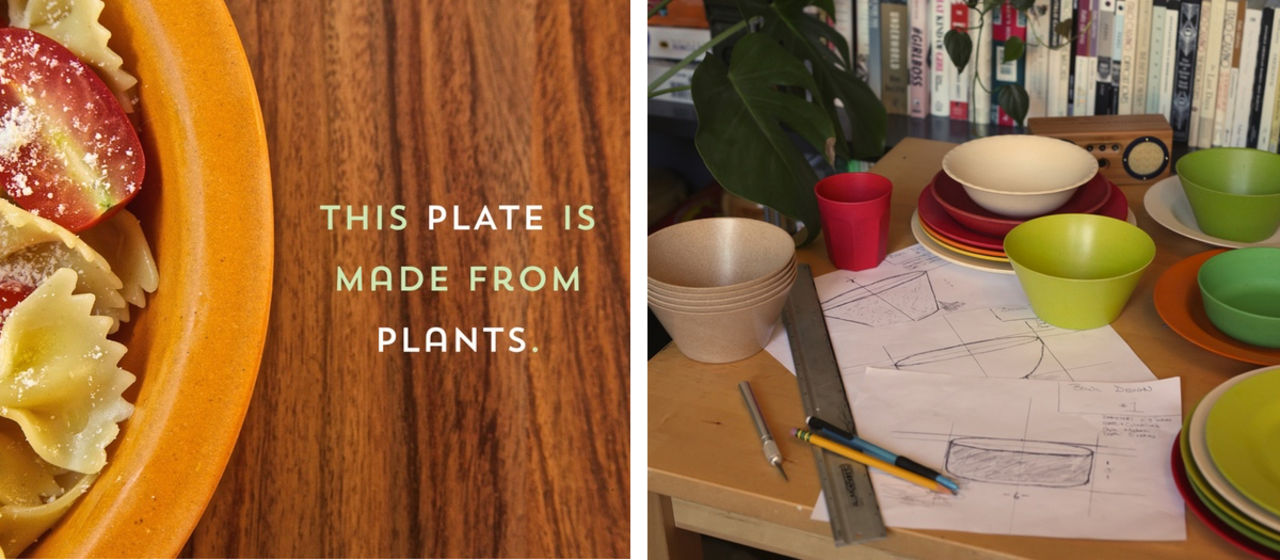 Tallrikar av ris, majs och bambu