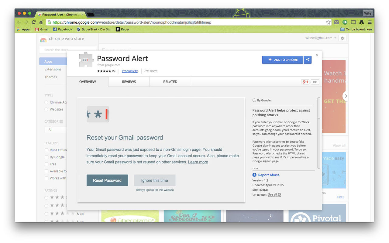 Google släpper Password Alert till Chrome