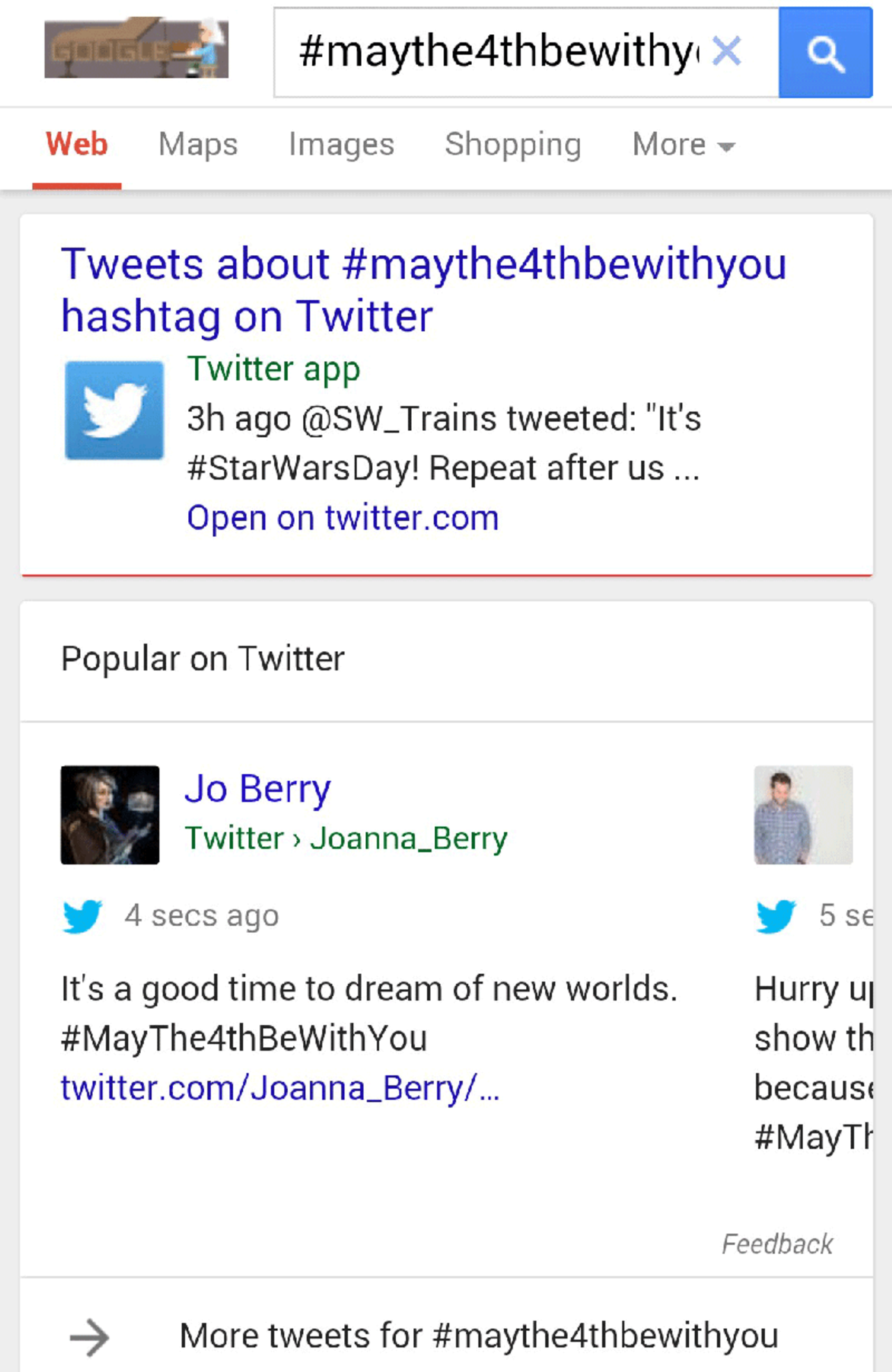 Google öppnar upp för fler Twitterinlägg i mobilsökningar