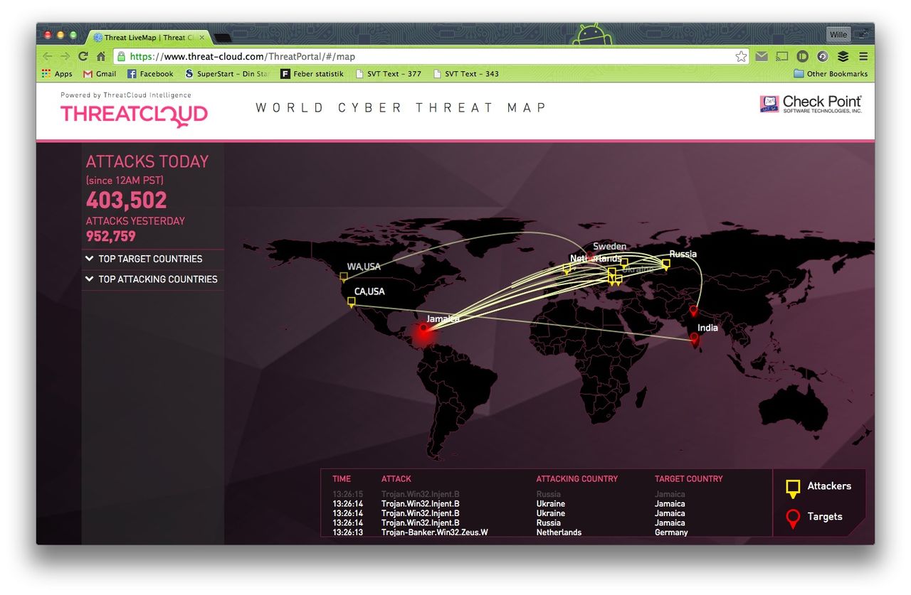 ThreatCloud håller koll på cyberattacker i realtid