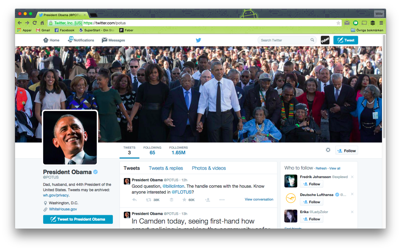 Nu finns President Obama på Twitter