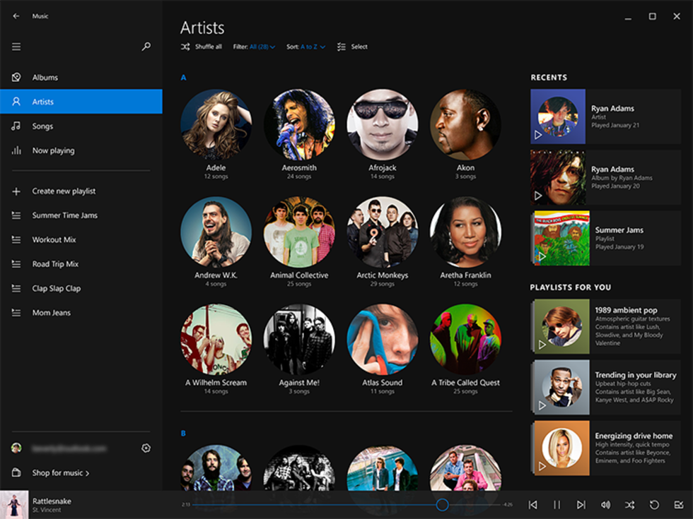 Bild på nya musikappen till Windows 10 släppt