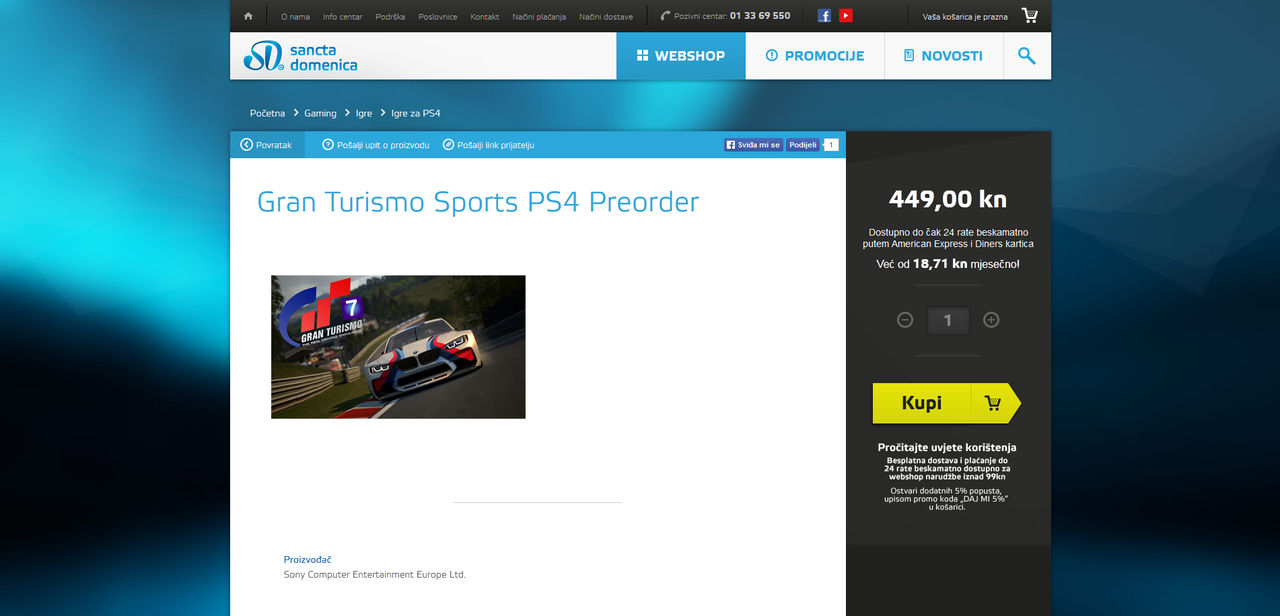 Kroatisk återförsäljare listar Gran Turismo Sports