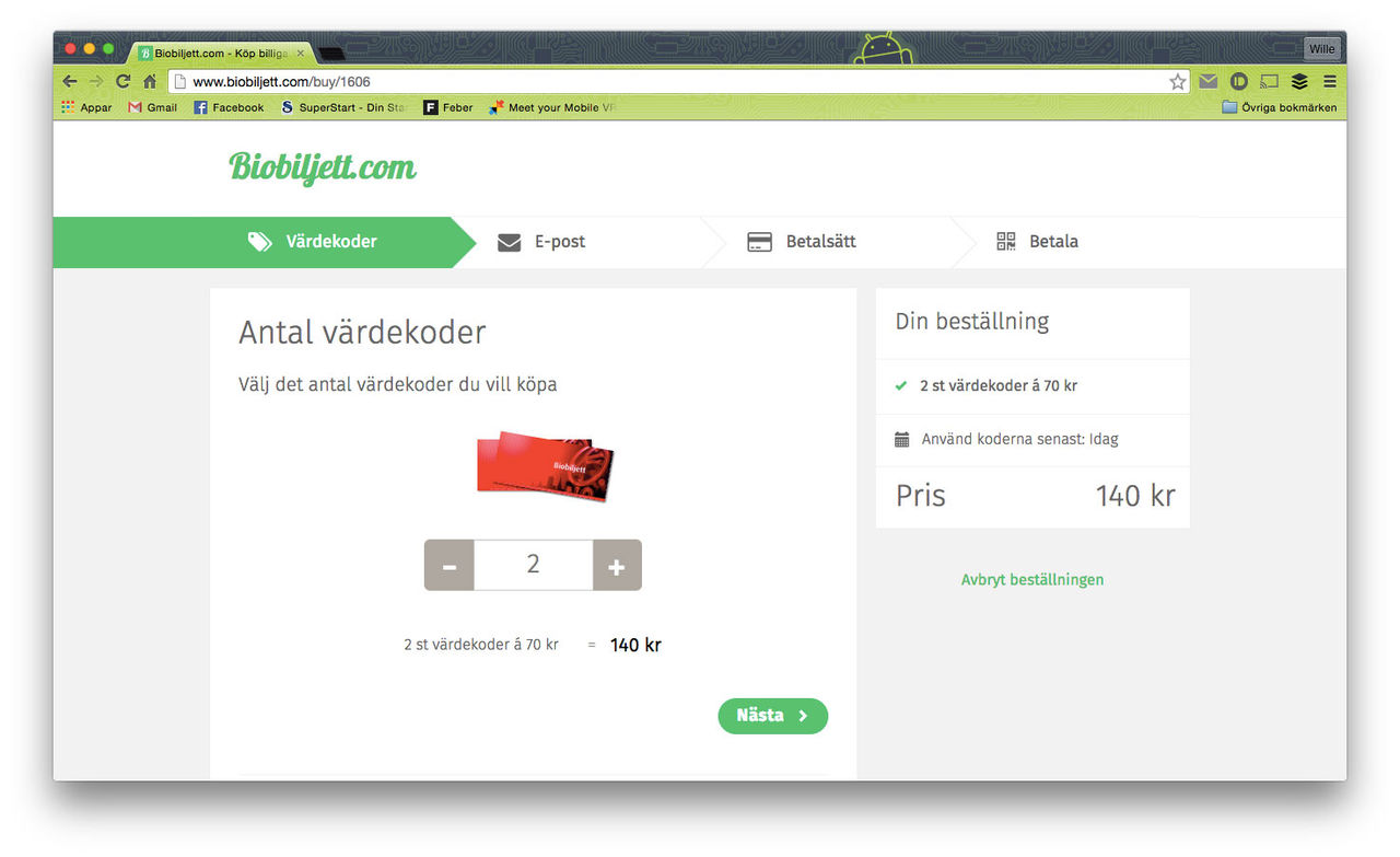 Köp och sälj biokoder på Biobiljett.com