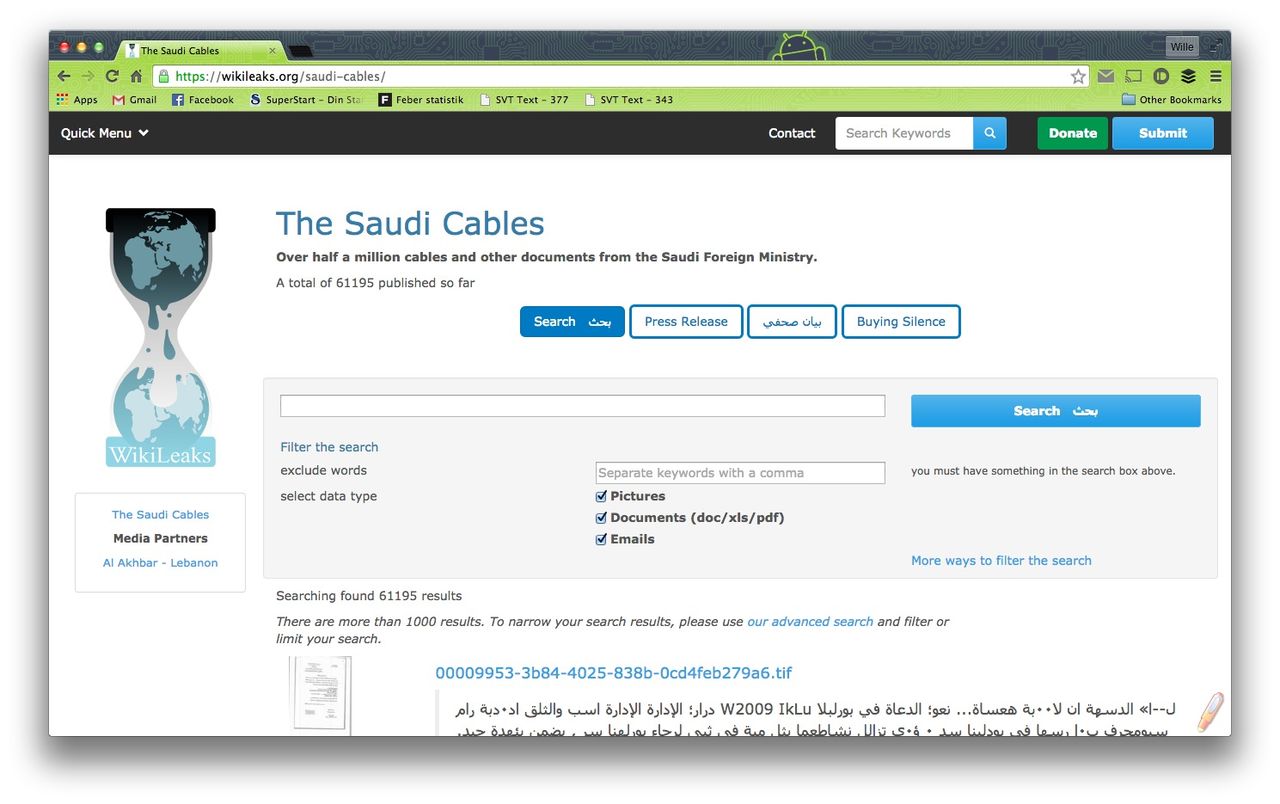 WikiLeaks släpper en lång rad saudiska dokument