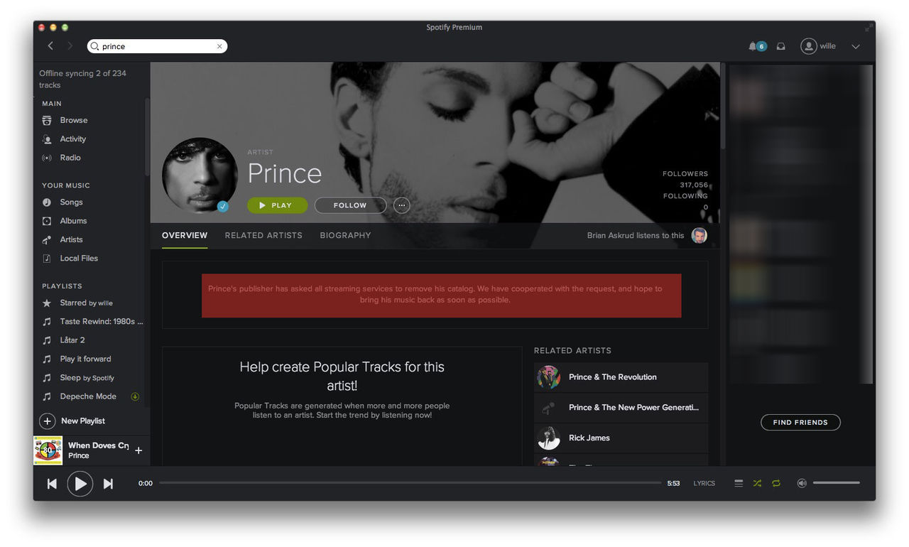 Prince plockar bort sin musik från alla streamingtjänster