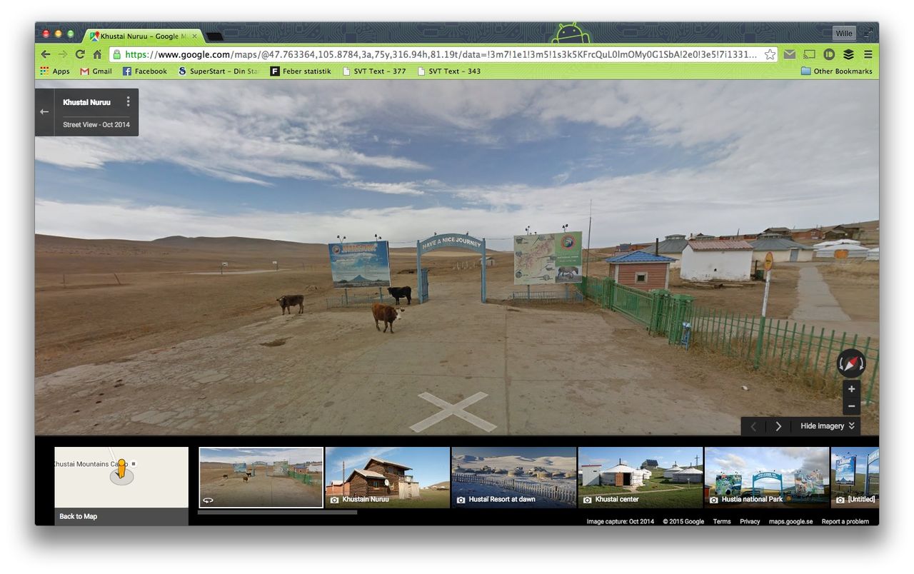 Kolla in Mongoliet på Google Maps Streetview