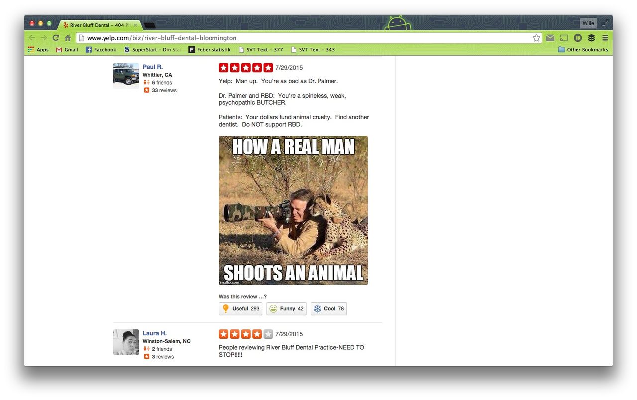 Amerikansk tandläkare som dödade lejon blir ordentligt näthatad