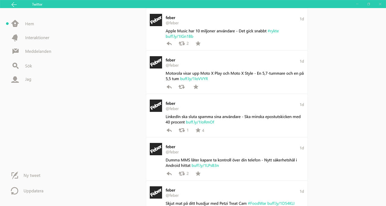 Twitter släpper officiell app till Windows 10