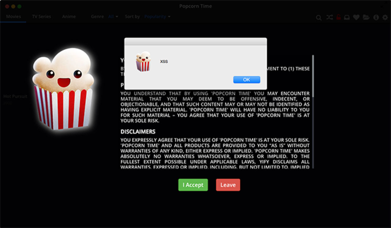 Säkerhetshål hittat i Popcorn Time