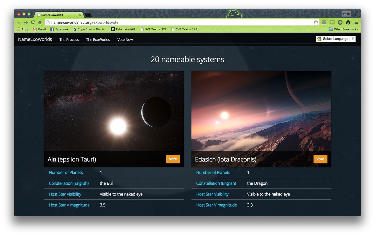 Nu kan du rösta om nya planetnamn