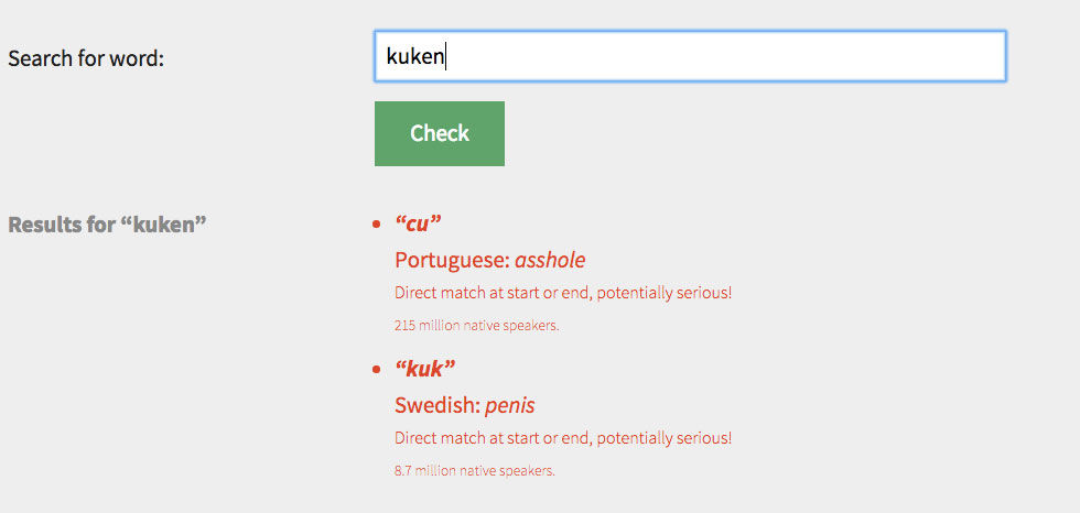 WordSafety avgör om ett ord är rumsrent på andra språk