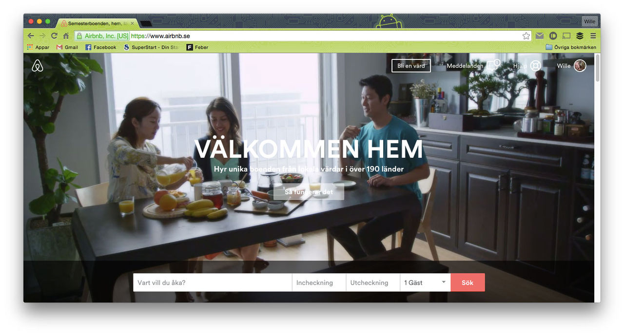 Airbnb dubblar antalet uthyrningar från svenskar på ett år