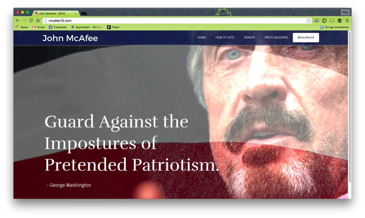 John McAfee siktar på att bli USA:s president