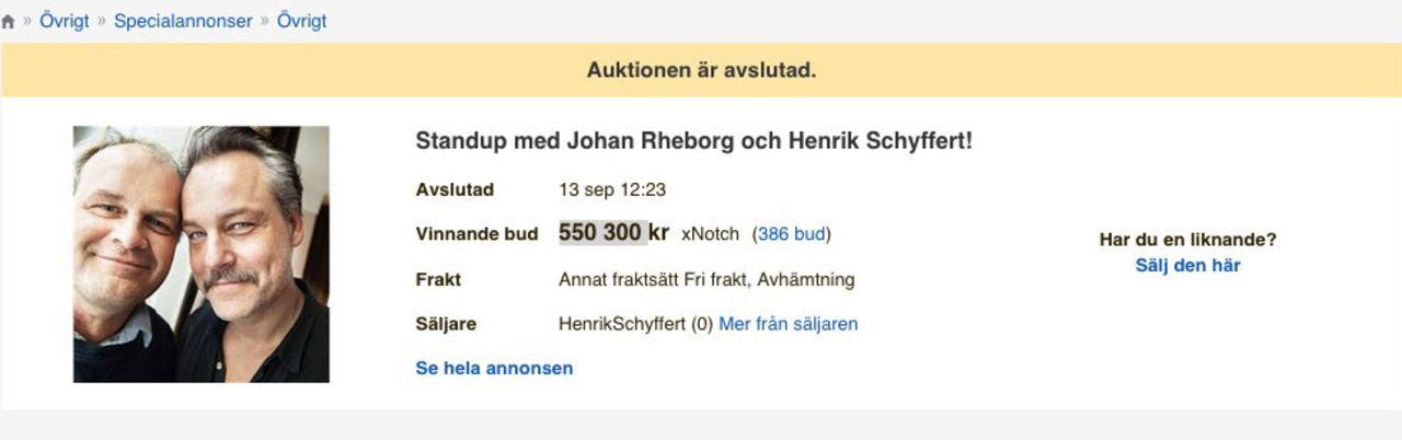Notch vann auktionen på Rheborg och Schyffert