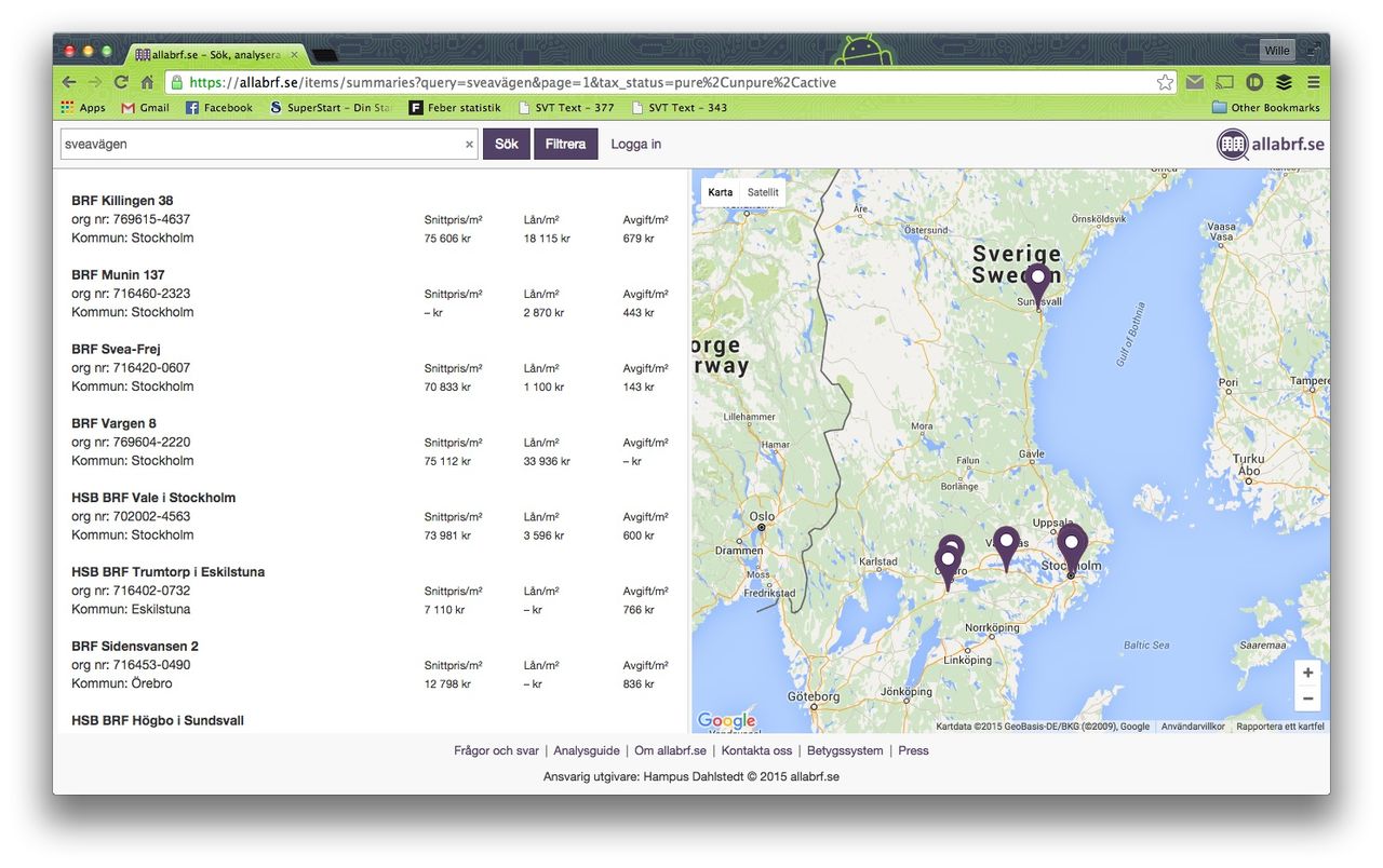 Kolla in bostadsrättsföreningen med AllaBrf.se
