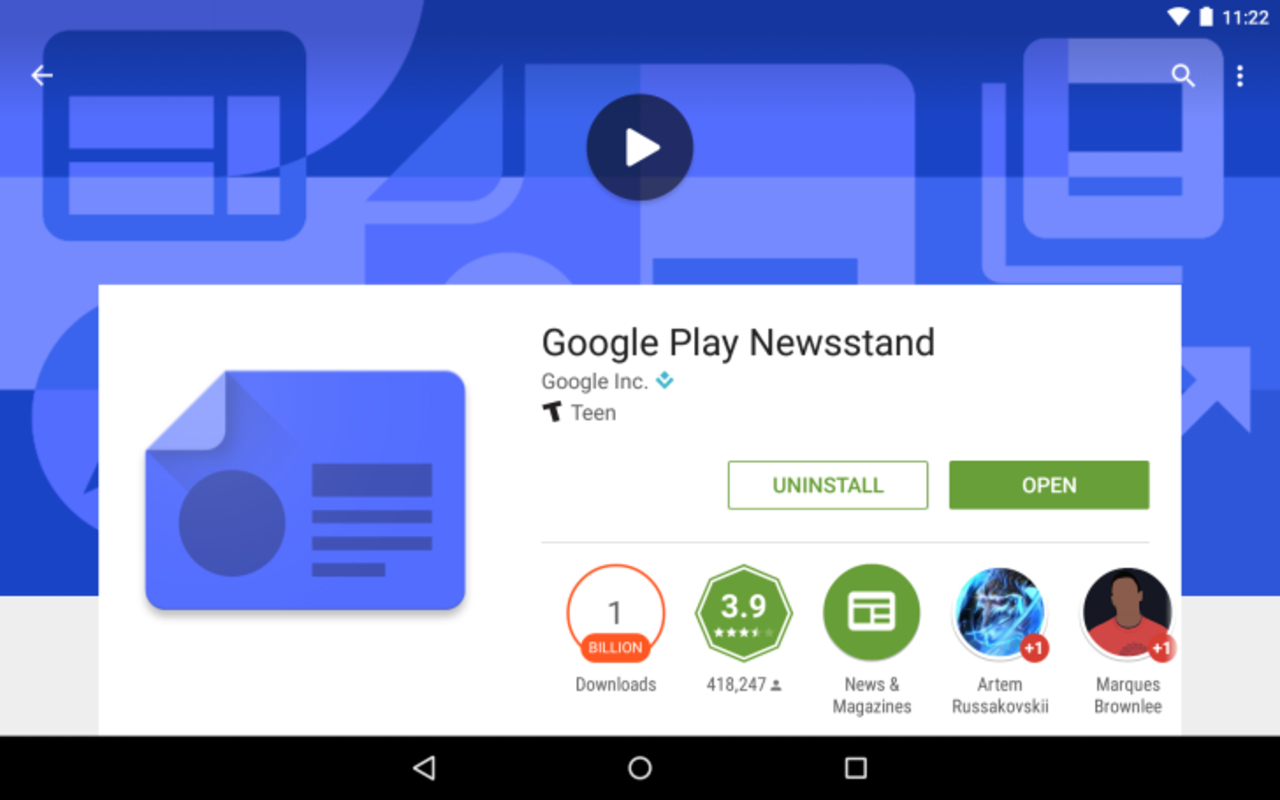 Google Play Tidningskiosk når 1 miljard installationer