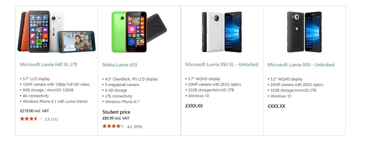 Microsoft råkar lägga upp Lumia 950 och 950 XL i webbutiken