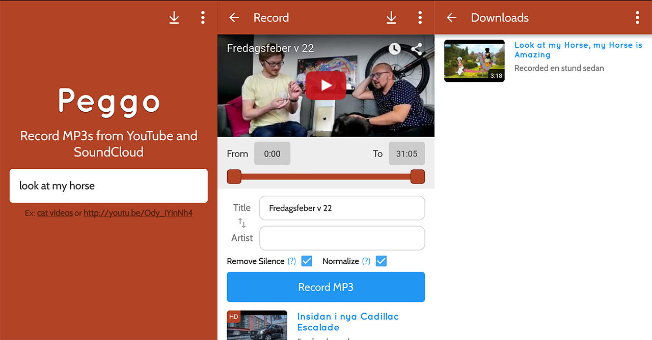 Peggo till Android låter dig spara ljud från Soundcloud och Youtube