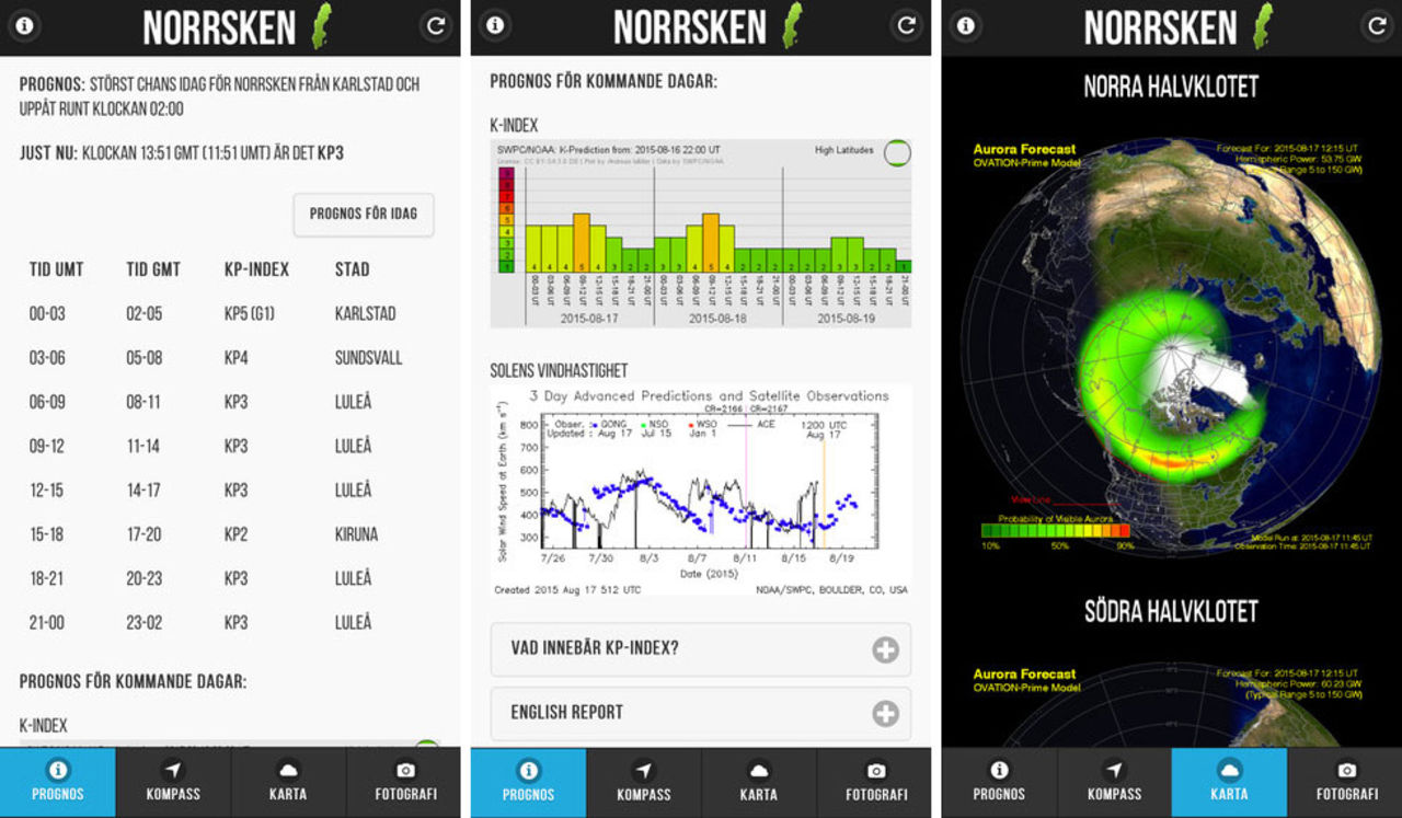 Kolla in var det finns norrsken med en app