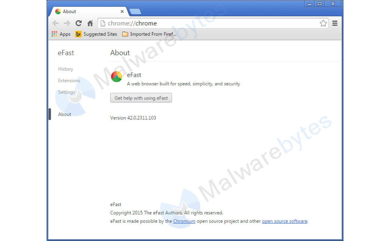 Webbläsaren eFast tar bort Chrome
