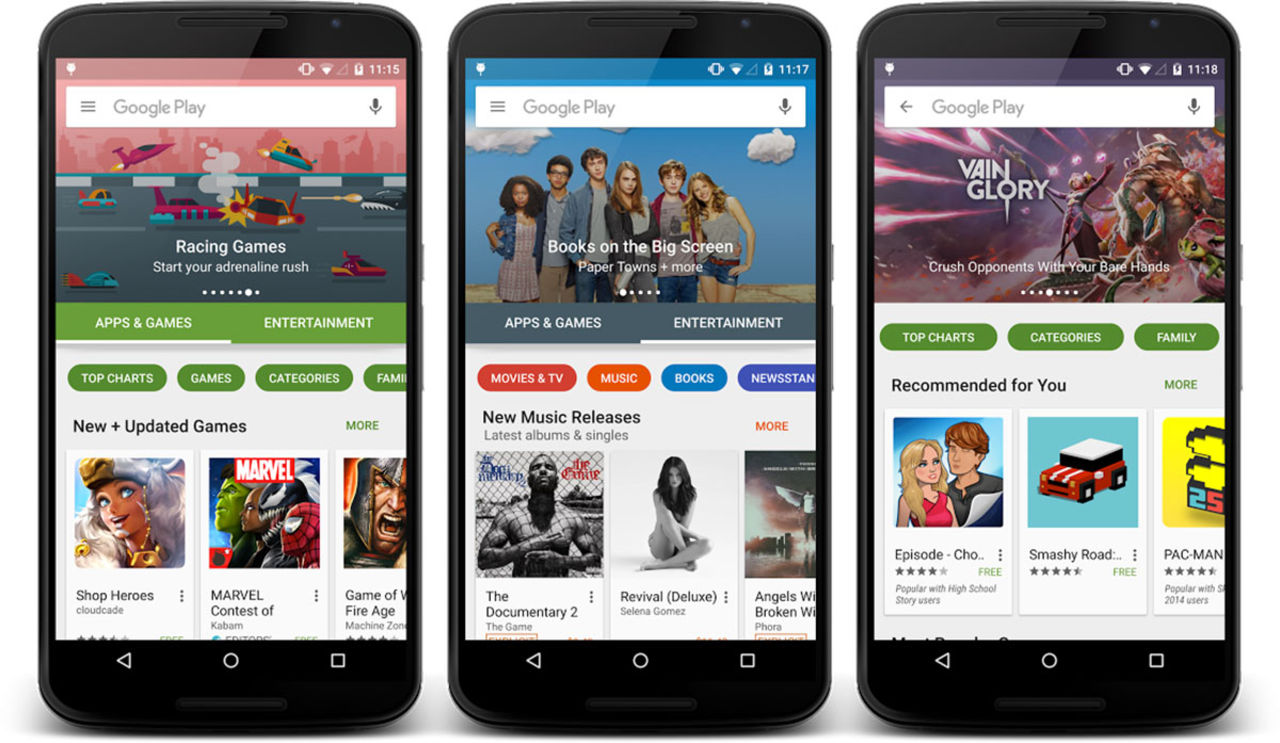 Google visar upp ny design på Google Play