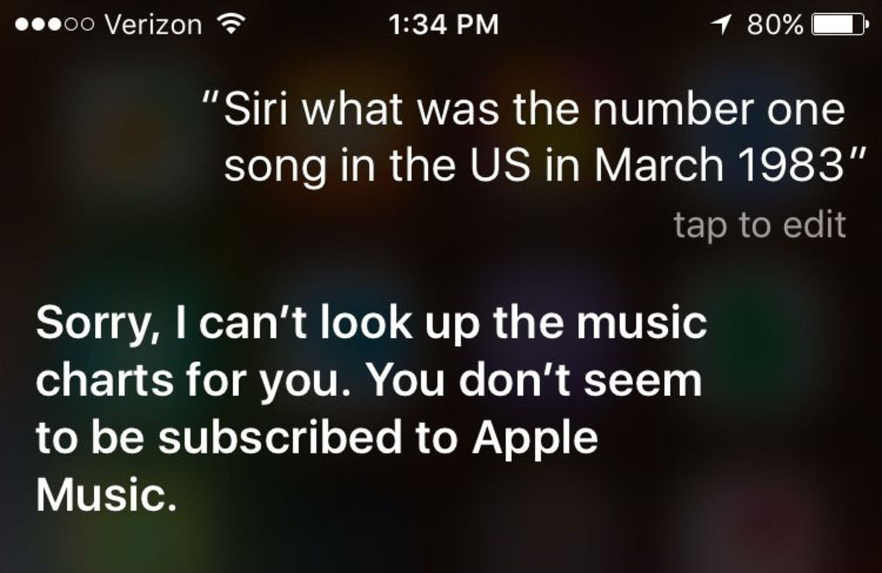 Vissa frågor svarar SIRI bara på om du har Apple Music
