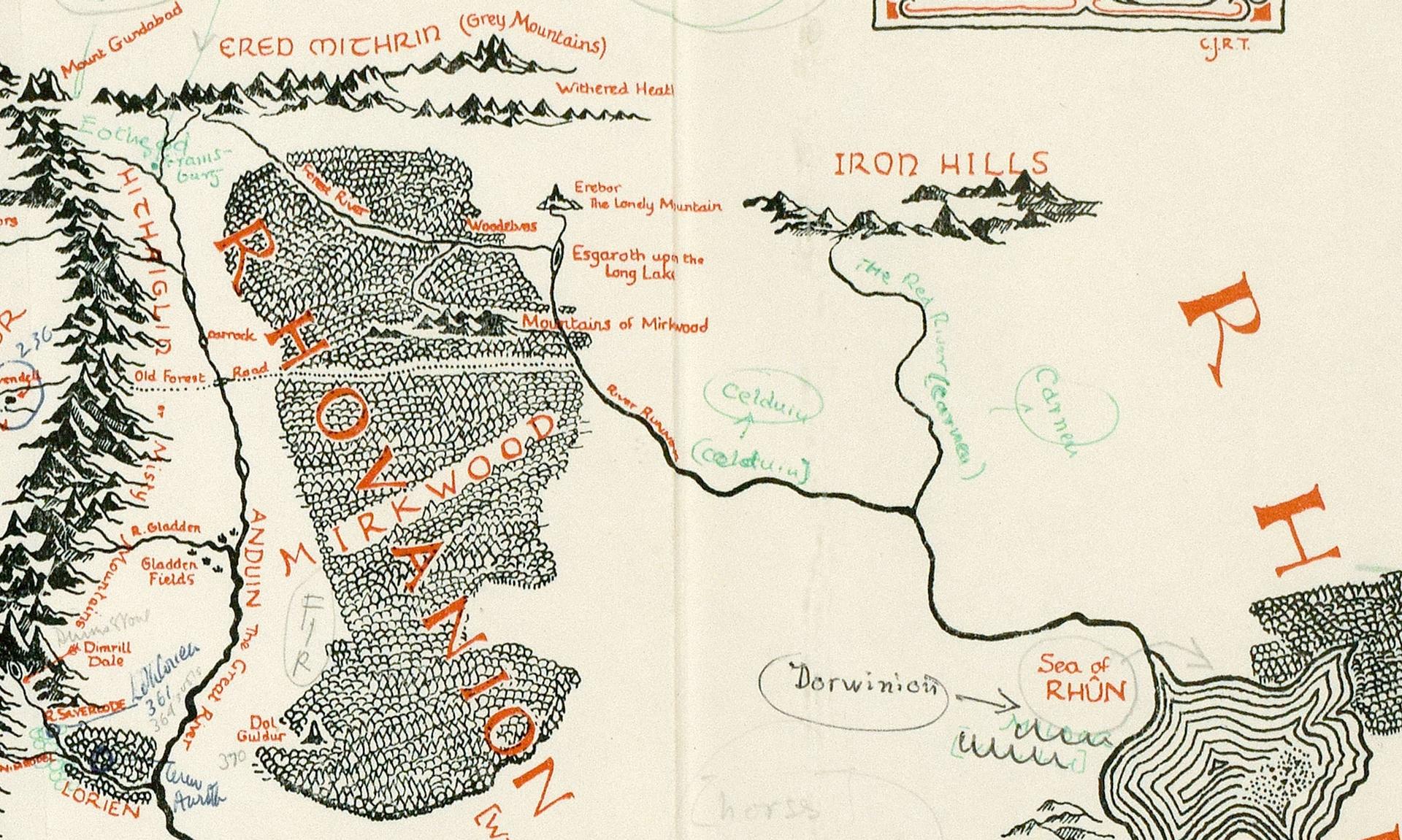 Karta över Midgård hittad. Med anteckningar från J.R.R. Tolkien