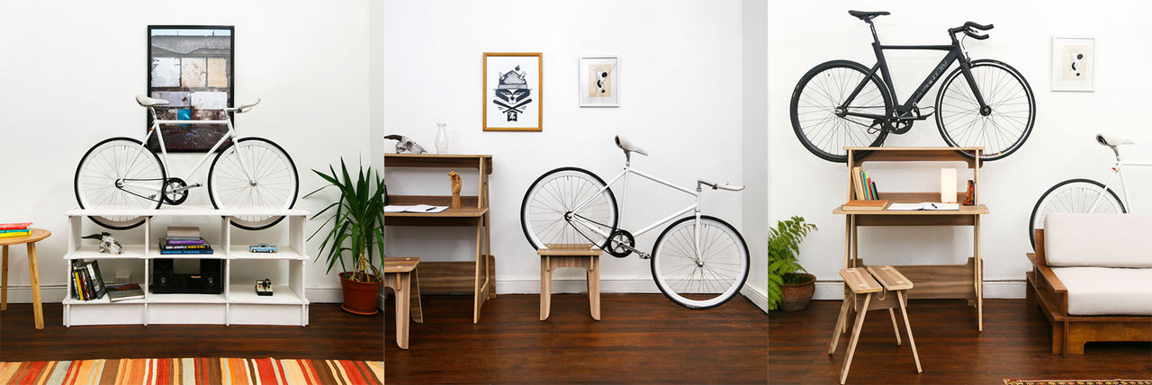 En möbel som även fungerar som cykelställ