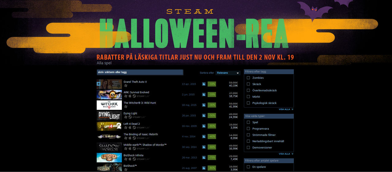 Stor halloweenrea på Steam