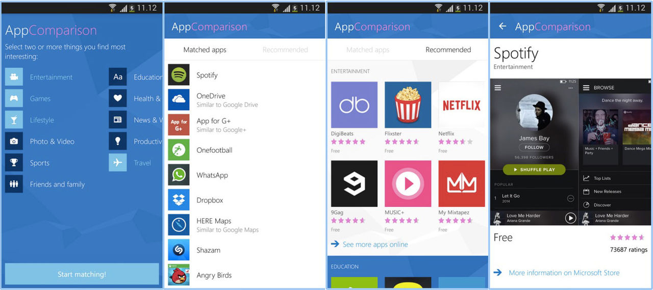 Microsoft släpper appen AppComparison till Android