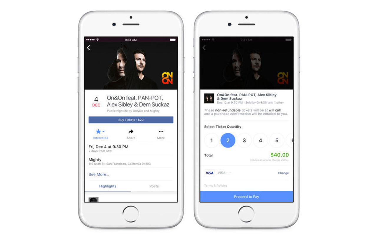 Facebook testar att sälja biljetter till konserter