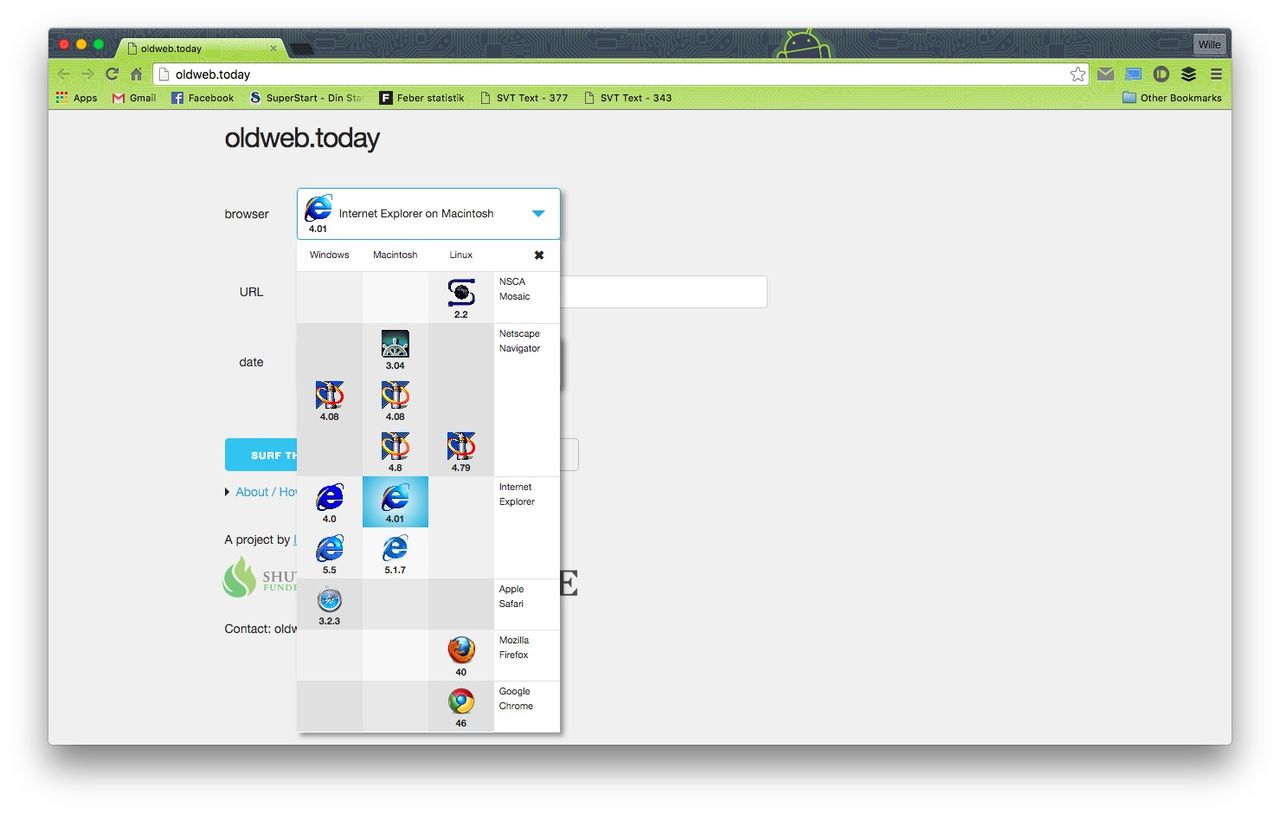 Testa hur webben såg ut förr i tiden med oldweb.today