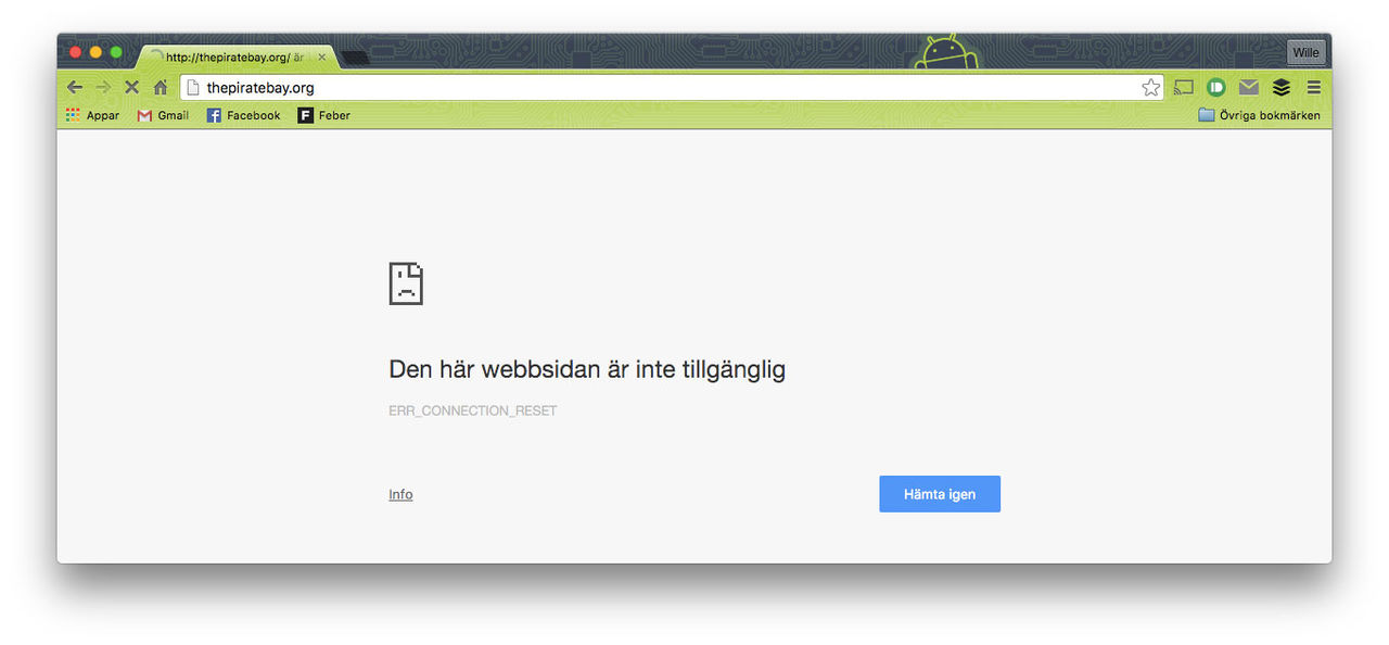 Nu fungerar inte thepiratebay.org längre