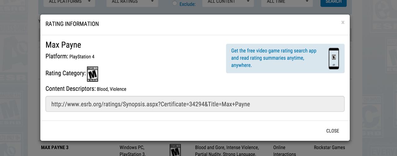 ESRB listar Max Payne för PlayStation 4