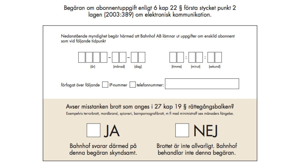 Polisen och Bahnhof i blankettbråk