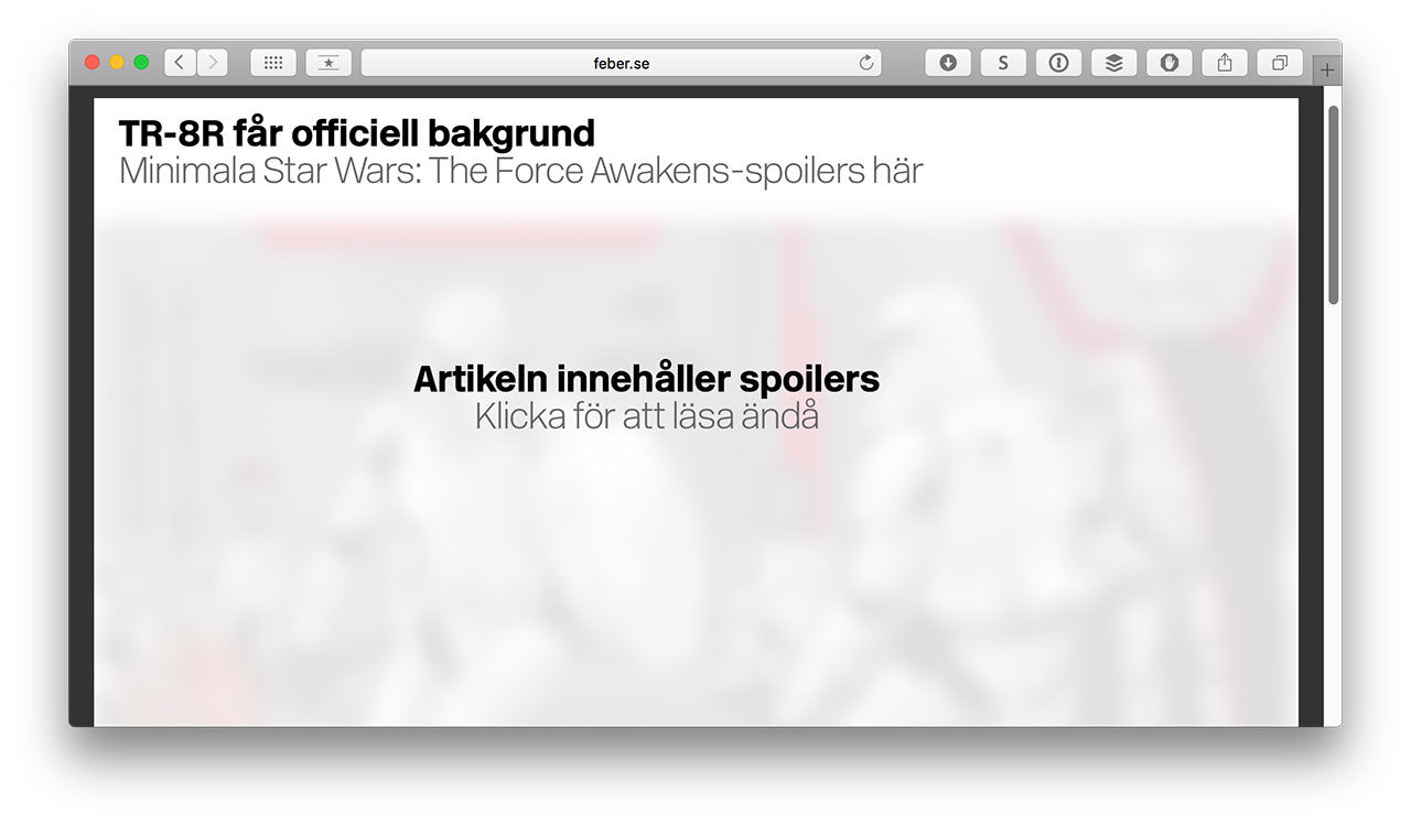 Nu skyddar vi er mot spoilers