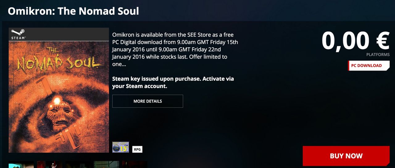 Square Enix bjuder på Omikron: The Nomad Soul