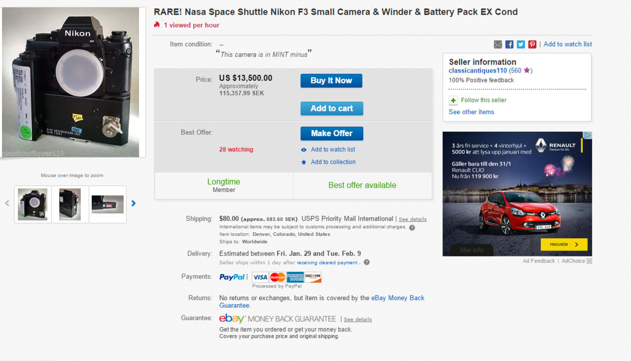 Specialgjord unik Nikonkamera säljs på Ebay