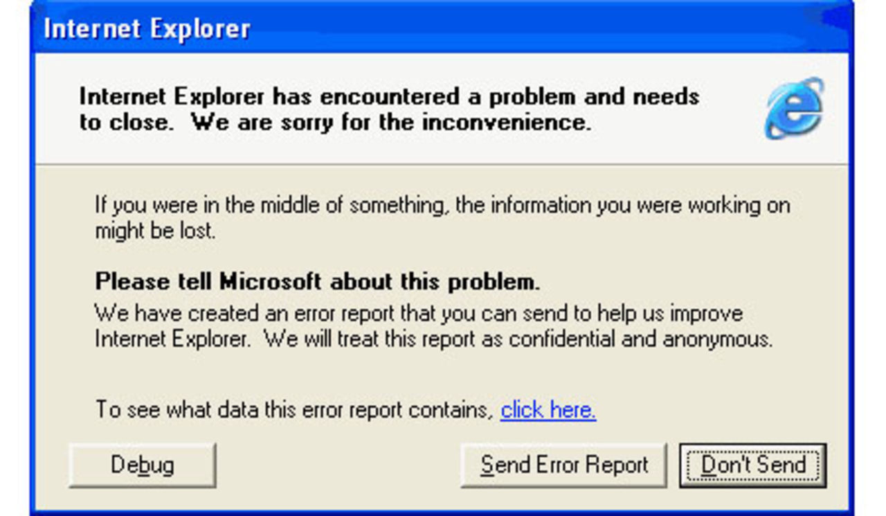 Uppdatering kraschar IE6
