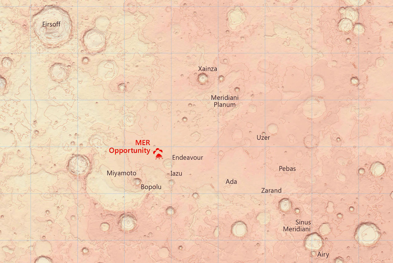 Detaljerade kartor över del av Mars