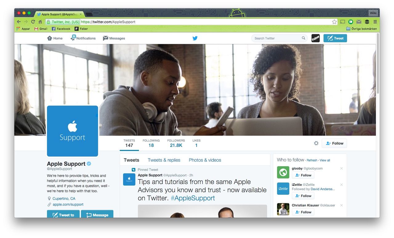 Apple drar igång Twitter-konto för supportfrågor