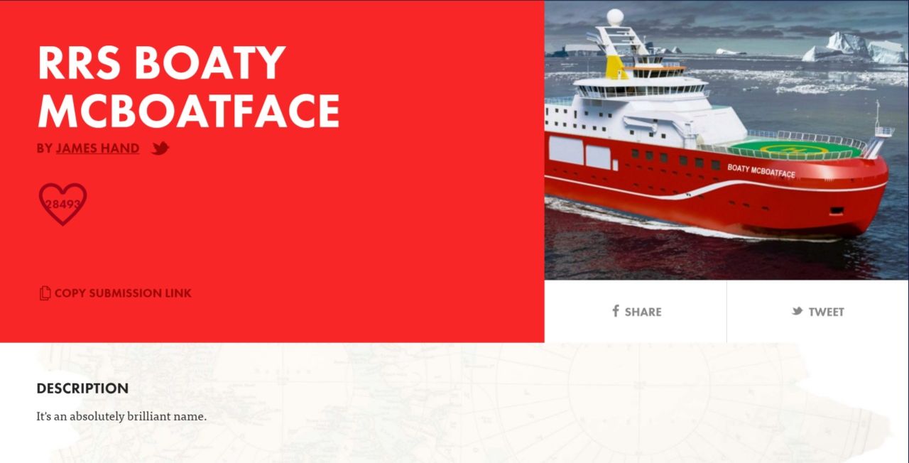 RRS Boaty McBoatface toppar NERC:s namnomröstning