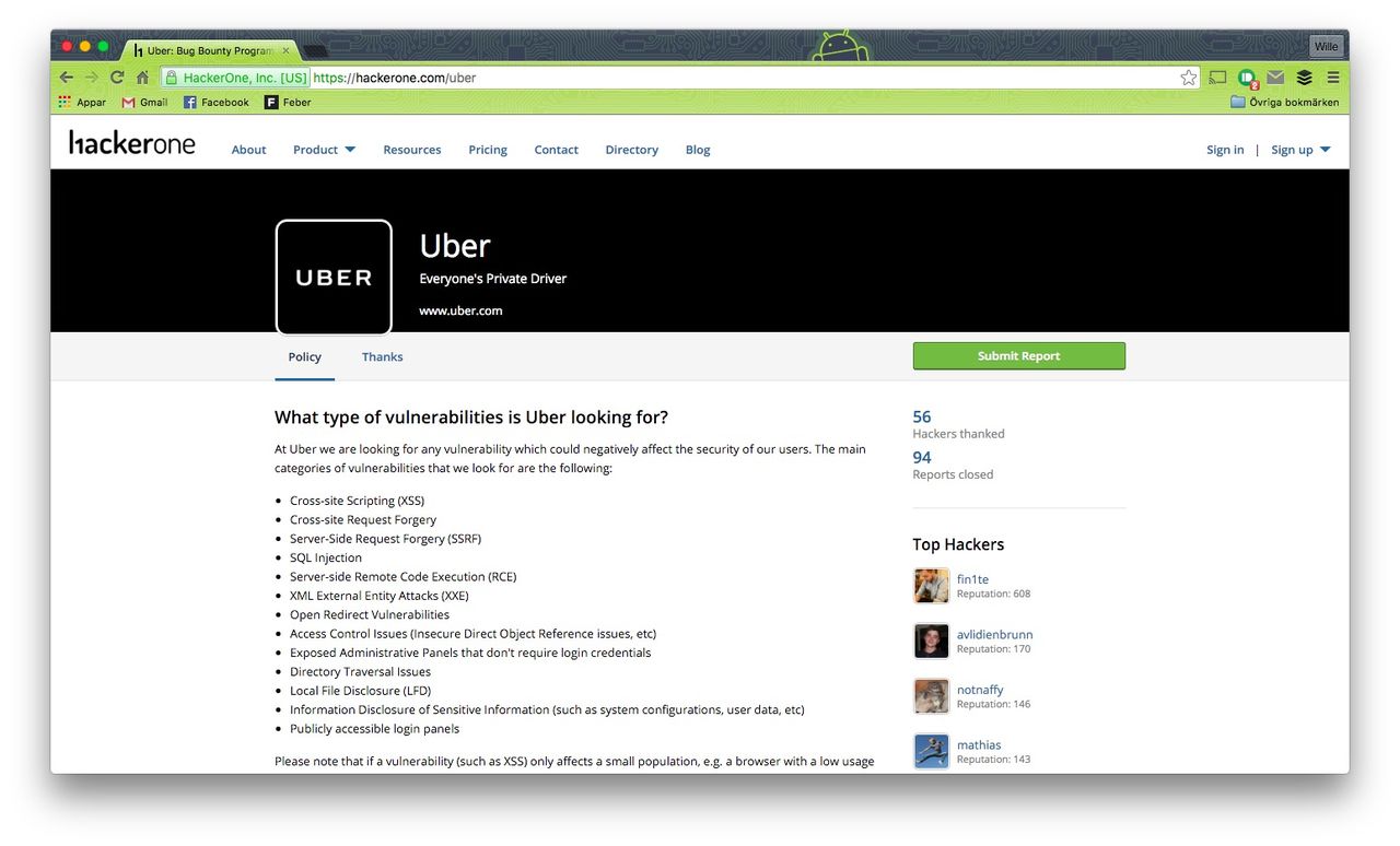 Uber erbjuder 10.000 dollar till den som kan hacka dem