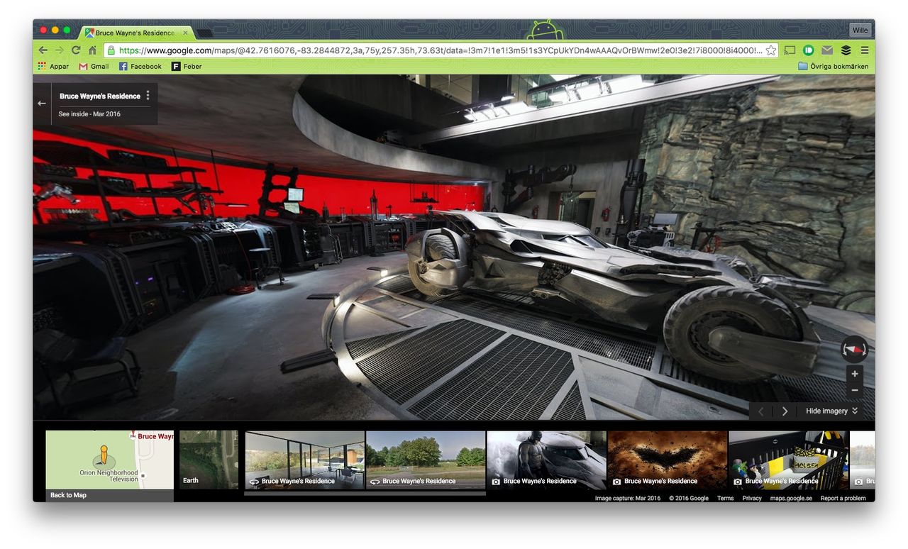 Utforska Bruce Waynes hus på Google Street View