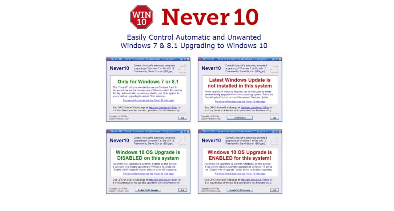 Never10 håller Windows 10 borta från din dator